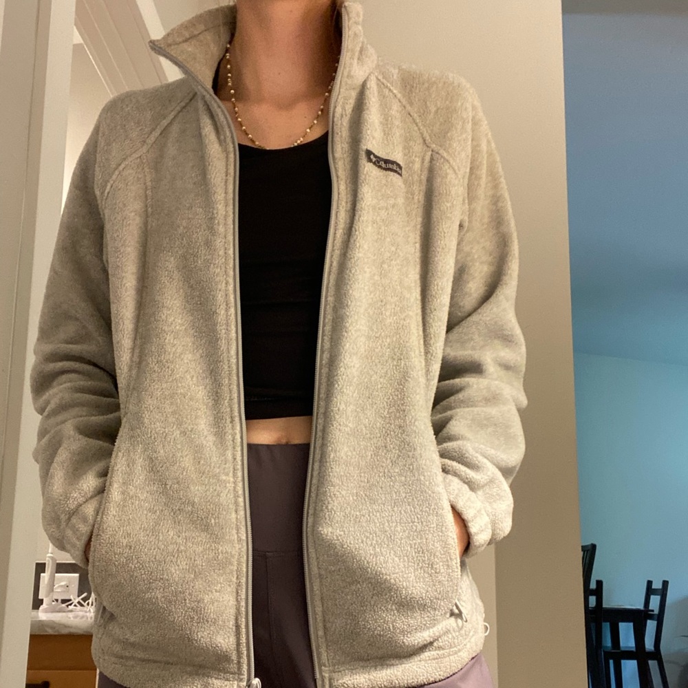 Grey Columbia zip up sweater